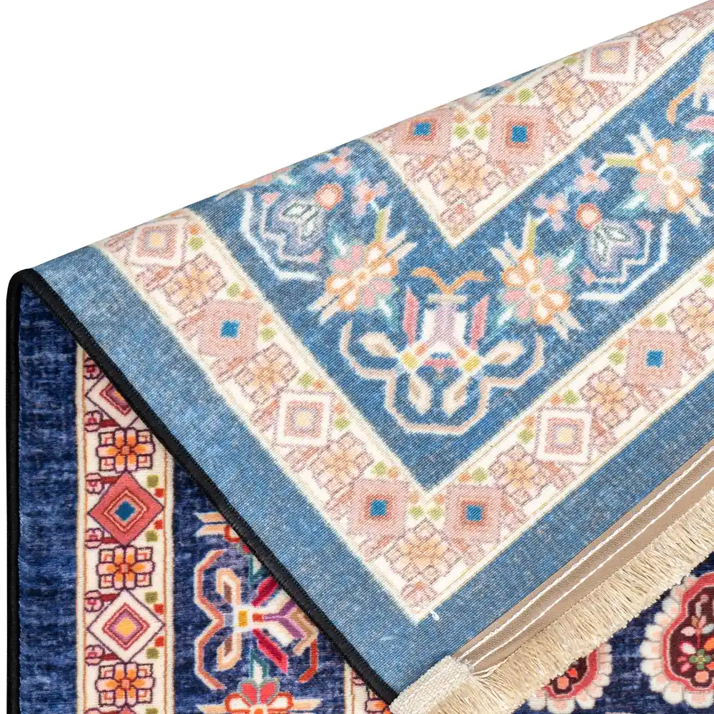 فرش ماشینی سنتی طرح 25cs0180 سرمه‌ای 1000 شانه